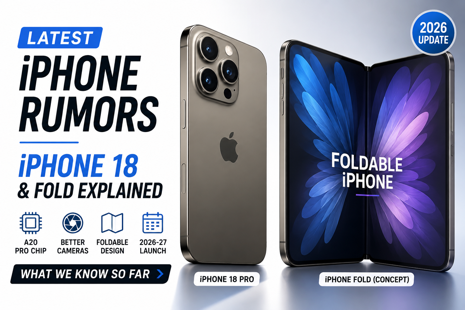 Latest iPhone rumors showing iPhone 18 Pro and foldable concept