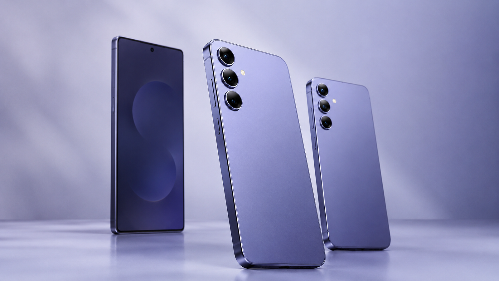 Samsung Galaxy S26, S26 Plus and S26 Ultra displayed together